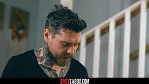 skinny blonde slutty stepdaughter deepthroats boyfriend cock hardcore taboo old young in front of stepparents