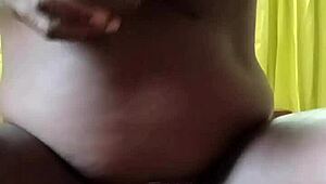 Black African Milf with Massive Booty Fingers Gaping Pussy Solo in Bedroom