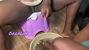 Naughty Couple Spreads Juicy Pussy While Painting Nails at Home