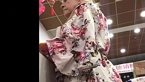 Ever spied a hot granny's skirt secrets in store?