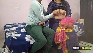 Stepson fucks horny indian stepmom big tits ass while friend watches