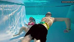 Couple records eva sasalka and jason's tight pussy group fuck underwater at pool
