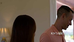 Stepdaddy's Huge Cock Makes Latina Feel It Deep in Stomach Riding Cowgirl