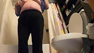 Ever wonder how this sexy bbw's wet pussy squirts wildly in the bathroom?
