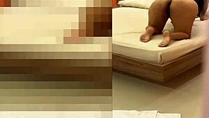 Step-mom shakes her ass to tempt you then rams cock in shaved pussy