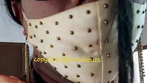 Orange satin saree hides indian crossdresser's slutty anal urges