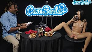 hot ones xxxtra spicy has this sexy petite milf pouring flaming hot sauce on shaved pussy lips for bbc challenge... feels the interracial burn!