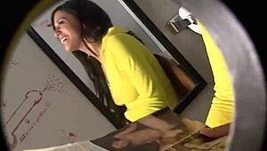 Chick jerks monster gloryhole cock to facial in toilet