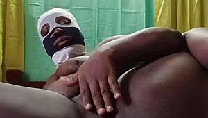 Black African Milf with Massive Booty Fingers Gaping Pussy Solo in Bedroom