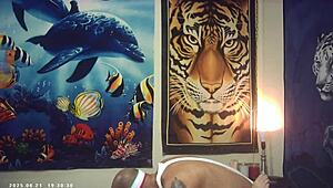 Asian babe nerd glasses vs italian machine backstage hardcore fuck gloves