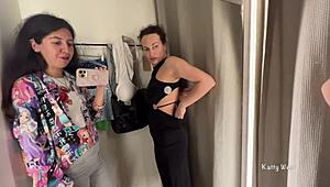 Oh man, two horny bitches sneak into the public locker room for steamy lesbian action