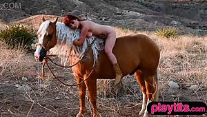 ever seen a big ass redhead milf strip tits outdoors then ride horse bareback?
