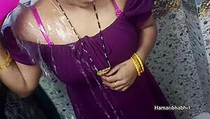 hot indian desi bhabhi strips down for steamy bath mms