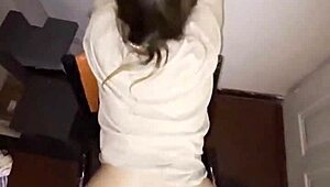 real amateur sneaks condomless doggystyle into home sex tape with fat ass bent over