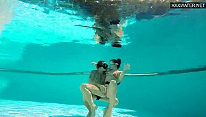 Couple records eva sasalka and jason's tight pussy group fuck underwater at pool