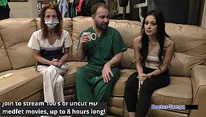 dr tampa straps blaire celeste in latex gloves for pierced nipple pussy play backstage