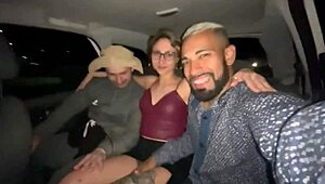 blonde tight pussy takes two cocks car ride