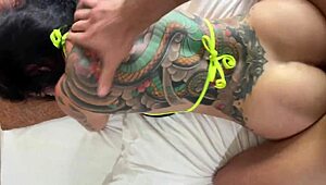 Tattooed emo vacation deepthroat turns into rough pounding