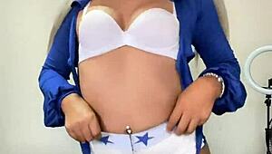 damn this hot cheerleader transsexual shakes her juicy ass pom poms on 🔥🍑