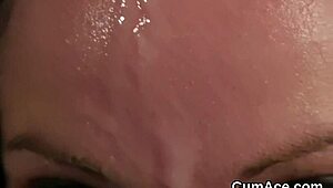 hungry slut kneels for bukkake blowbang swallowing every facial cumshot load