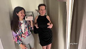 Oh man, two horny bitches sneak into the public locker room for steamy lesbian action