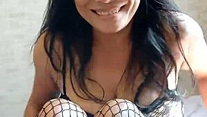 Thai beauty in lingerie poses her curvy body with big natural tits and fat ass