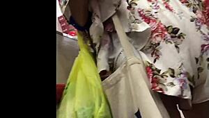 Ever spied a hot granny's skirt secrets in store?