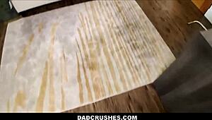 Petite stepdaughter cums hard on stepdad's huge cock costume