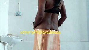 Orange satin saree hides indian crossdresser's slutty anal urges