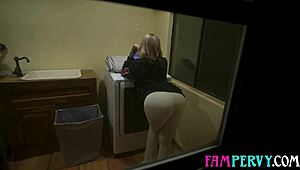 Curvy big tits latina stepsis crashes bathroom stepbro bang