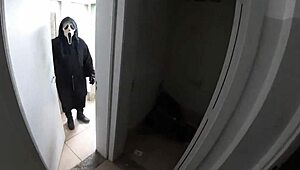 whoa behind the scenes no cuts, the craziest halloween ever with this emo nerd milf in hospital, insane!