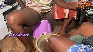 Naughty Couple Spreads Juicy Pussy While Painting Nails at Home