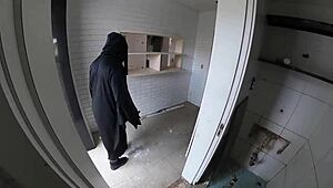 whoa behind the scenes no cuts, the craziest halloween ever with this emo nerd milf in hospital, insane!