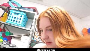 Repeat shoplifter offender caught by lp guard and fucked hard again