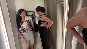 Oh man, two horny bitches sneak into the public locker room for steamy lesbian action