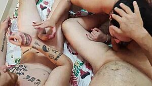 Carmona and Dad's First Double Vaginal DP with Squirting Wet Pussies!