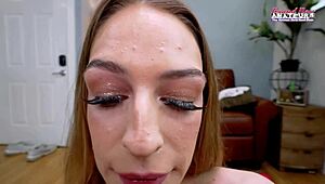 emma wolfe teases pussy with dildo before big cock blowjob