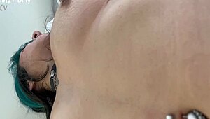 Shy big-titty goth Katt drops shy act to fuck and deepthroat hard.