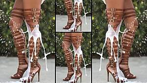 oh god my hot heels n legs covered in so much sticky cum everywhere!!