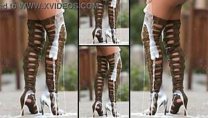 oh god my hot heels n legs covered in so much sticky cum everywhere!!