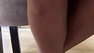 Delicious skirt upskirt reveals bare tempting pussy underneath