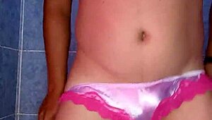 sexy mexican in satin panties models her lingerie