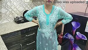 Desi stepmom says stepson fuck my big boobs in kitchen now.