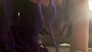 latina with purple dreadlocks endures rough black master's massive cock domination in bdsm session