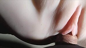 double penetration toys fuck her pretty shaved pussy close-up