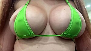 Artemisia's big tits feel horny in club bikini