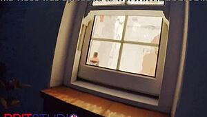 you spy on your curvy young neighbor showering wet and naked