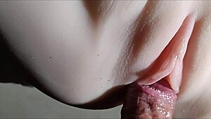 double penetration toys fuck her pretty shaved pussy close-up