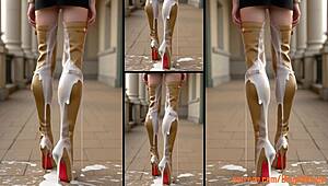 oh god my hot heels n legs covered in so much sticky cum everywhere!!