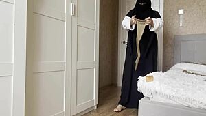 arab khalifa in sheer stockings teases stepson with wet pussy jerk off commands!!